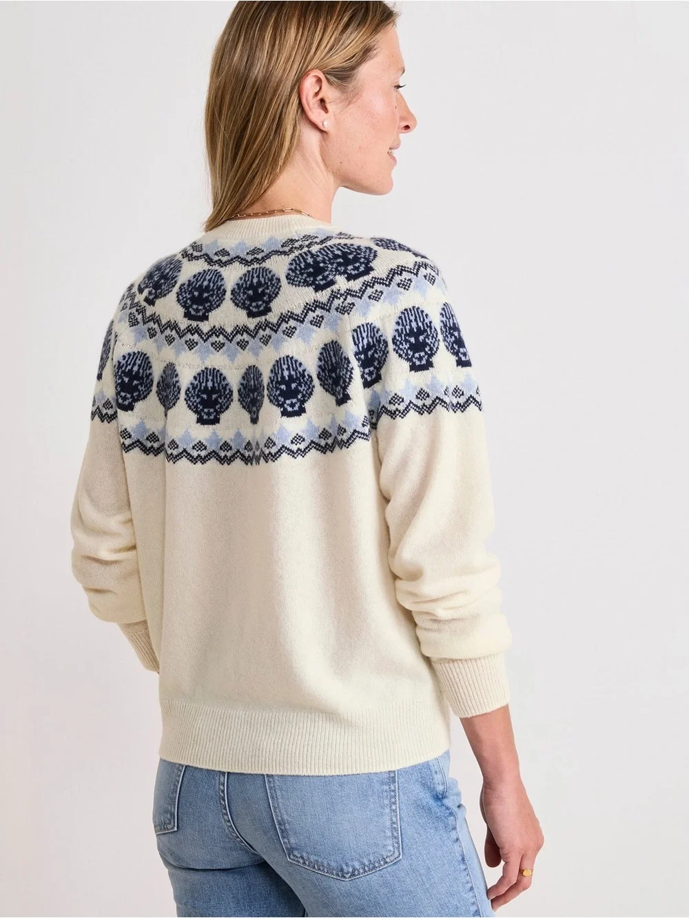 Vineyard Vines Cashmere Cream Crewneck Fair Isle Shell Sweater XS - Picture 3 of 3